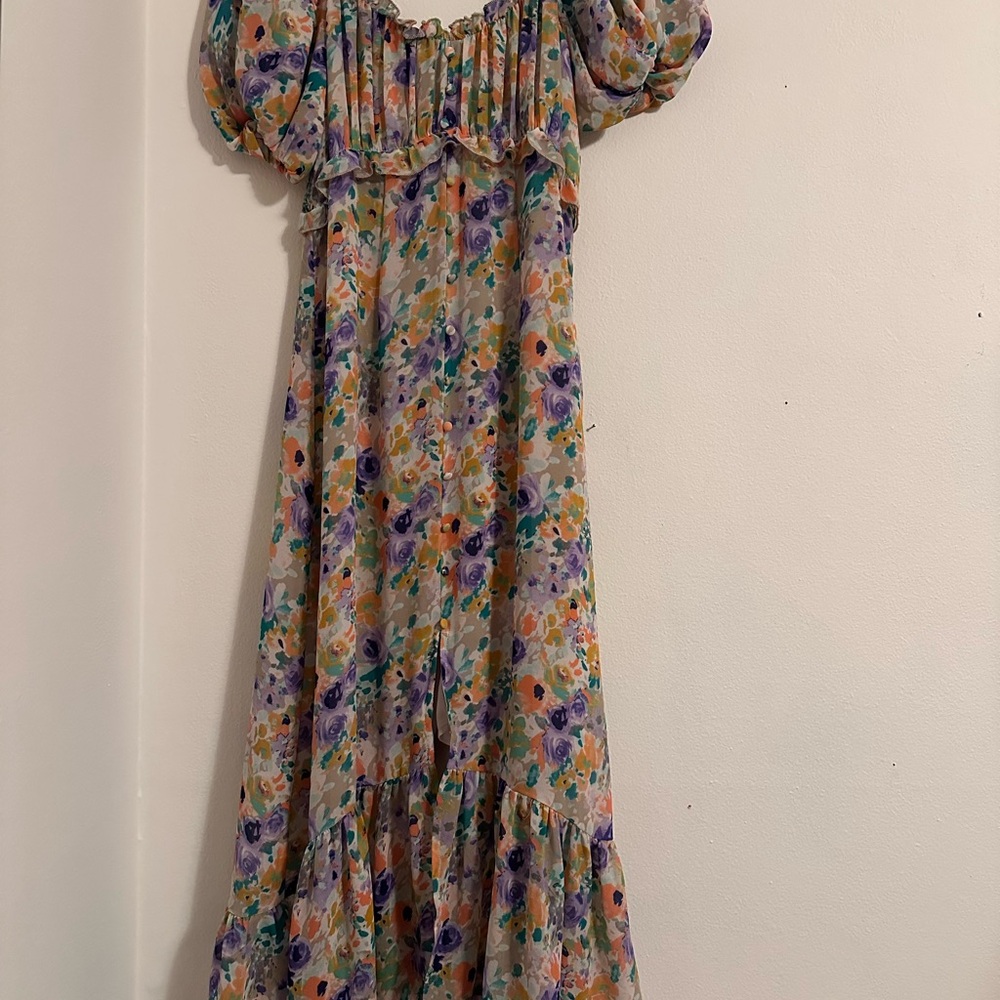 Floral Maxi Dress with Puff Sleeves